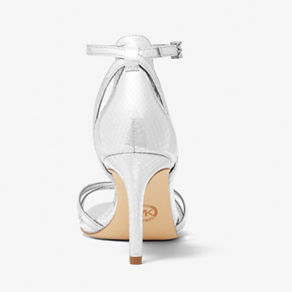 👠 Michael Kors New Kimberly Metallic Snake Embossed leather Sandal 8.5 - Picture 2 of 7